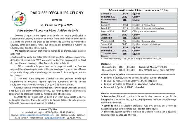Bulletin semaine 2025 22