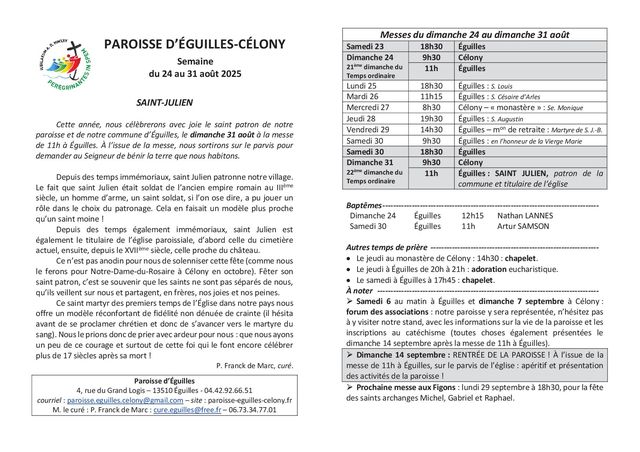 Bulletin semaine 2025 35