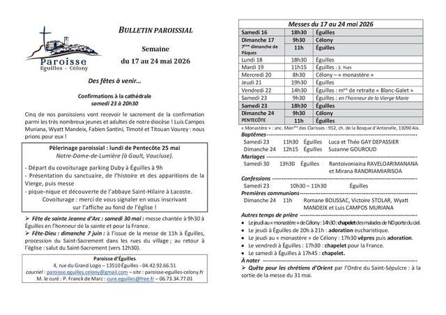 Bulletin semaine 2026 21
