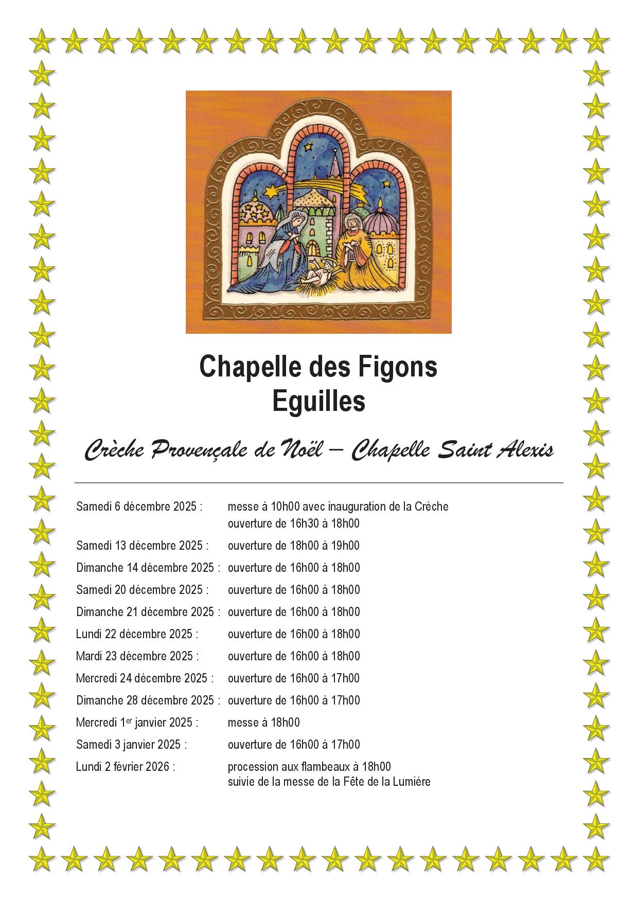 Horaires Présence Chapelle des Figons 2025