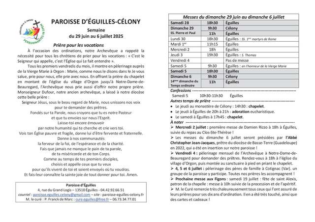 Bulletin semaine 2025 27