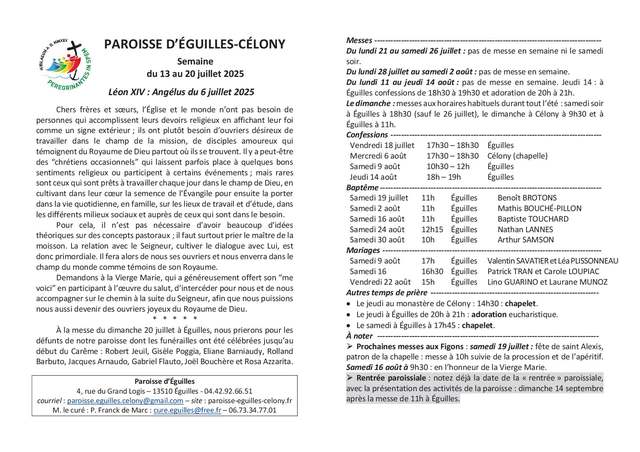 Bulletin semaine 2025 29