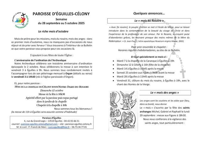 Bulletin semaine 2025 40