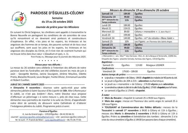 Bulletin semaine 2025 43