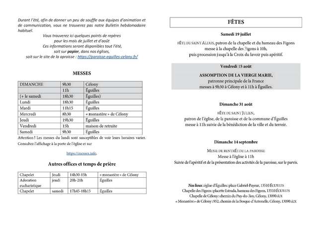 Bulletin semaine 2025 29