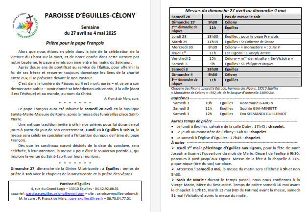 Bulletin semaine 2025 15