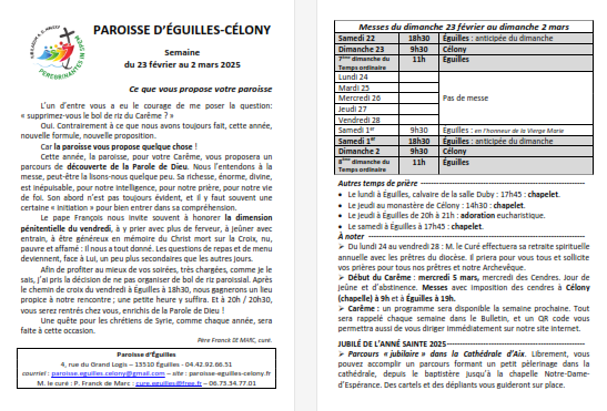 Bulletin semaine 2025 9