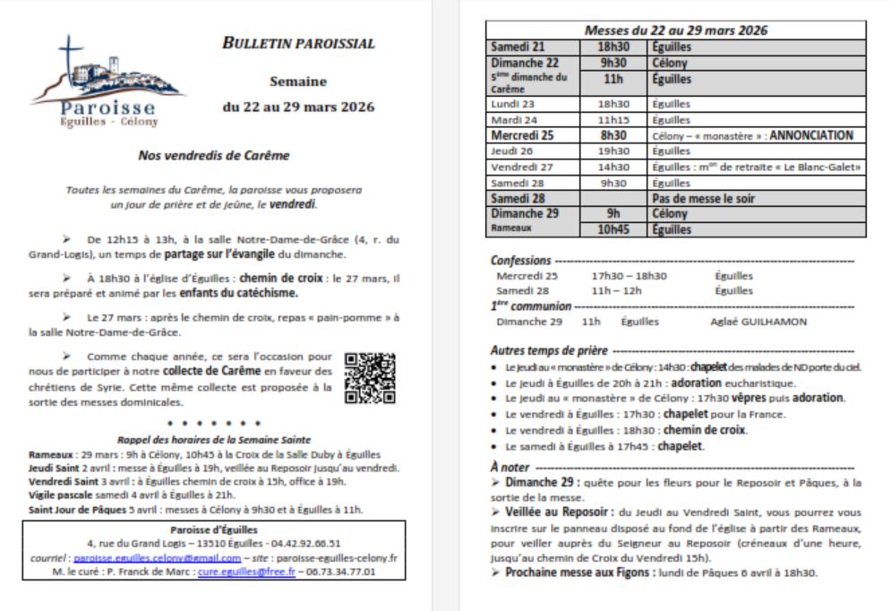 Bulletin semaine 2026 13