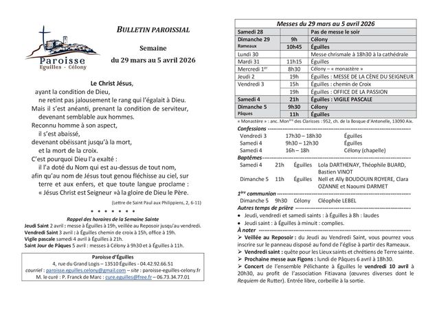 Bulletin semaine 2026 14