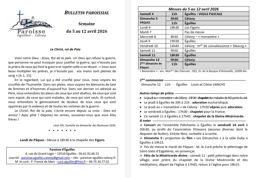 Bulletin semaine 2026 14
