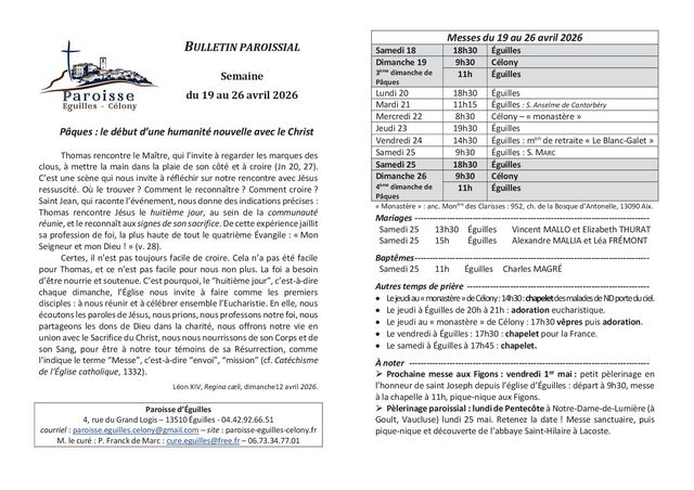 Bulletin semaine 2026 17