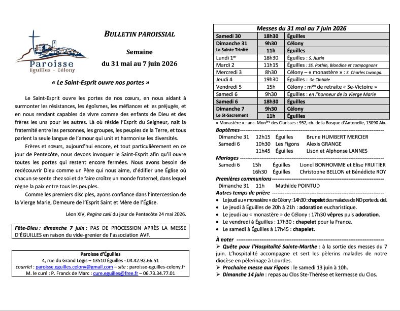 Bulletin semaine 2026 21