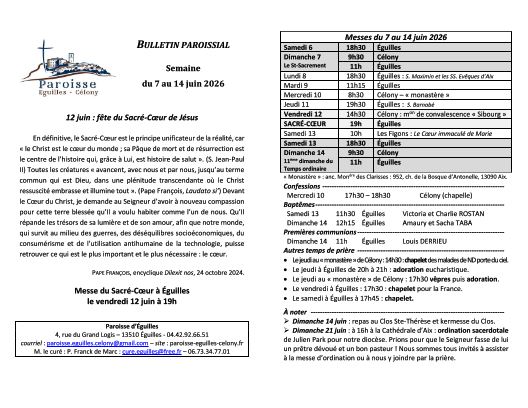 Bulletin semaine 2026 21