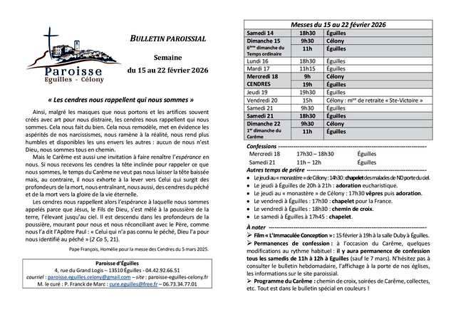 Bulletin semaine 2026 9